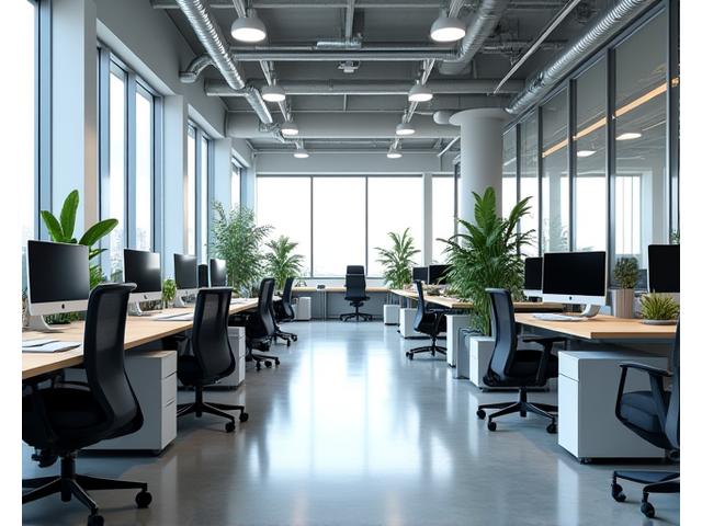 Modern commercial office space with open plan and natural light